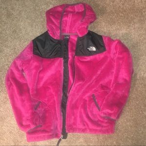 Authentic fuzzy pink north face jacket
